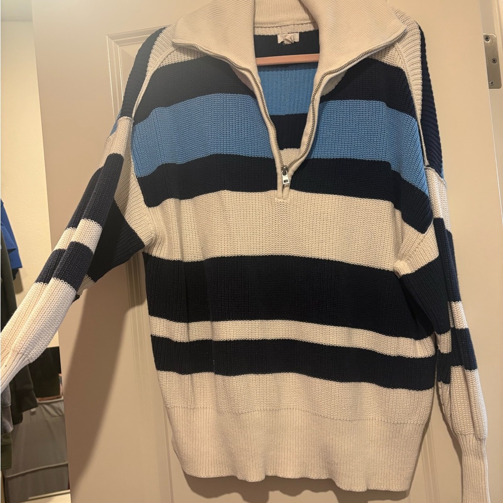 Aerie Striped Sweater - Blue and White